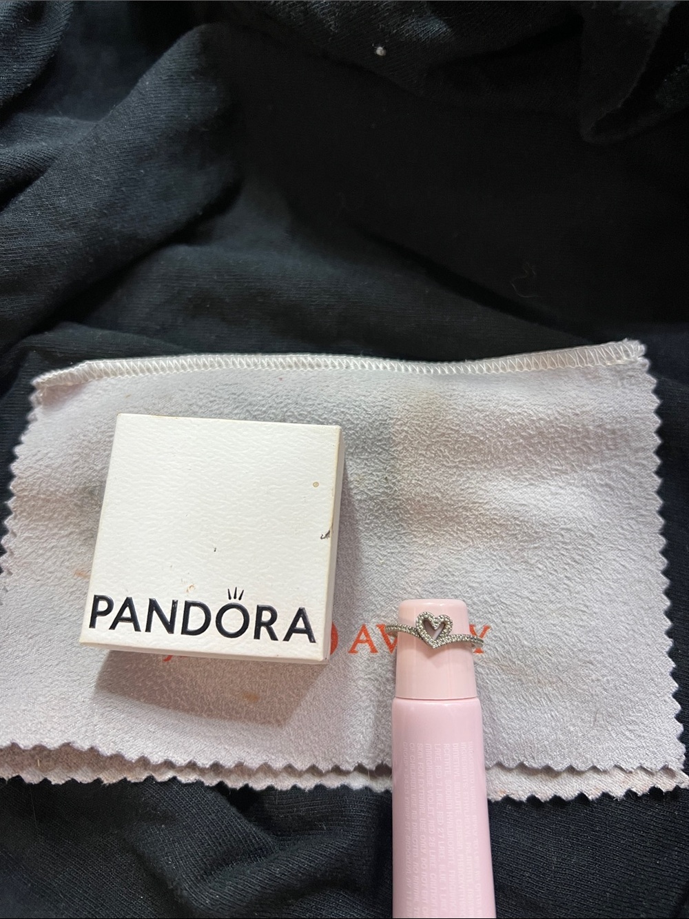 Pandora Silver Heart Ring with Pink Accent Band